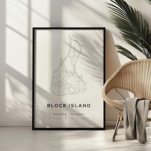 Block Island Map Print Premium Poster | Rhode Island Karte Print Poster | Block Island Karte Print Poster | Klassische Ausgabe