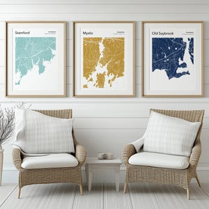Alte Saybezug Karte Print Premium Poster | USA Map Print Poster | Moderne CT Shoreline Map Print Poster | TRI Edition