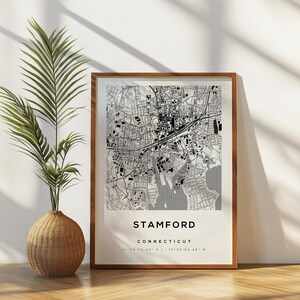 Stamford Innenstadt Karte Print Premium Poster | USA Map Print Poster | Minimal Stamford Map Print Poster | Innenstadt-Edition