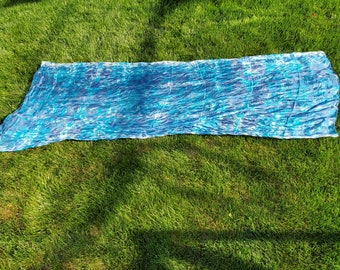 Silk Veil Turquoise Blue White Tiedye Belly Dance Bellydance