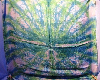 Silk Scarf Yellow Green Blue White SMALL Square Wild Rag Hijab Gift Wrap Furoshoki