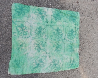 Silk Scarf, Wild Rag, SMALL Furoshiki Shamrock / Light Green and White Square Women Womens