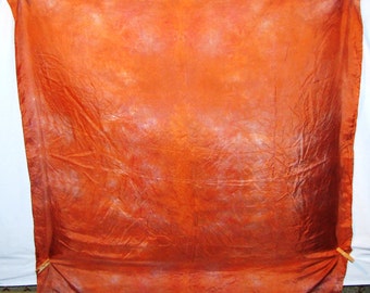 Silk Scarf Wild Rag Hijab Deep Orange Brown Reusable Gift Wrap Furoshiki
