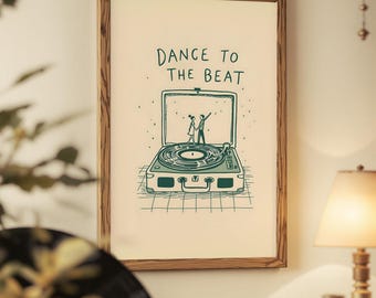 Dance to The Beat Poster Aesthetic Home Decor Girly Wall Art Trendy Quote Print Minimalist Heart Art Print Digital Download 1 Print