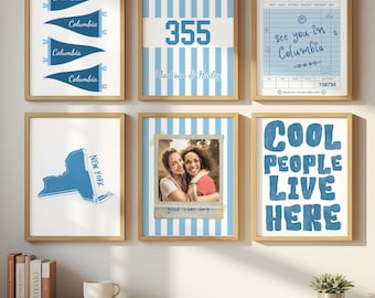 Custom College Dorm Wall Art Set: Personalized Roommate Prints (Digital Download)