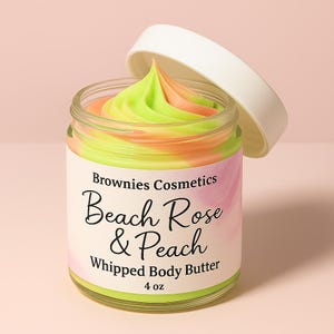 Beach Rose & Peach Body Butter |Whipped Body Butter for Glowing Skin | Floral Fruity Scent | Shea and Mango Butter Moisturizer |