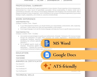 Modern Resume Template | CV, Cover Letter, References (MS Word)