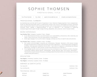 Modern Resume Template: Professional CV, Cover Letter (MS Word)