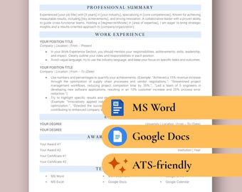 Profesjonalny szablon CV w Dokumentach Google i Word | CV, list motywacyjny i instrukcje (kompatybilny z ATS, edytowalny)
