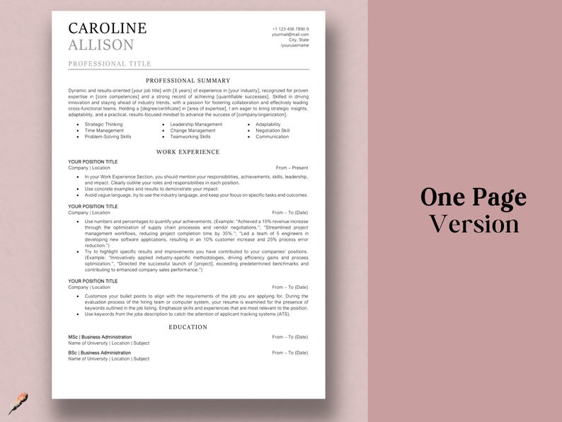 Google Docs, Word Resume Template | CV, Cover Letter & Instructions (ATS-Friendly, Editable) image 3