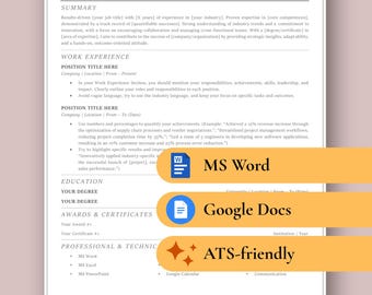 Nowoczesny szablon CV w Dokumentach Google i Word | CV, list motywacyjny i instrukcje (przyjazny dla systemu ATS, edytowalny)