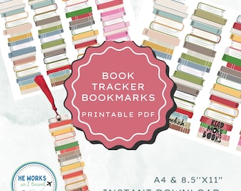 Printable Bookmark Book Tracker Set - 4 Unique Digital Download Bookmarks for Book Clubs, Students, and Book Lovers!