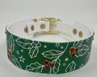 Holly Berry Collar UV Printed Biothane® 1.5 inch Dog Collar