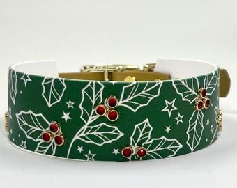 Holly Berry Collar UV Printed Biothane® 1.5 inch Dog Collar