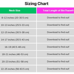 Length of BioThane® or Leather Needed to Make a Dog Collar Printable PDF