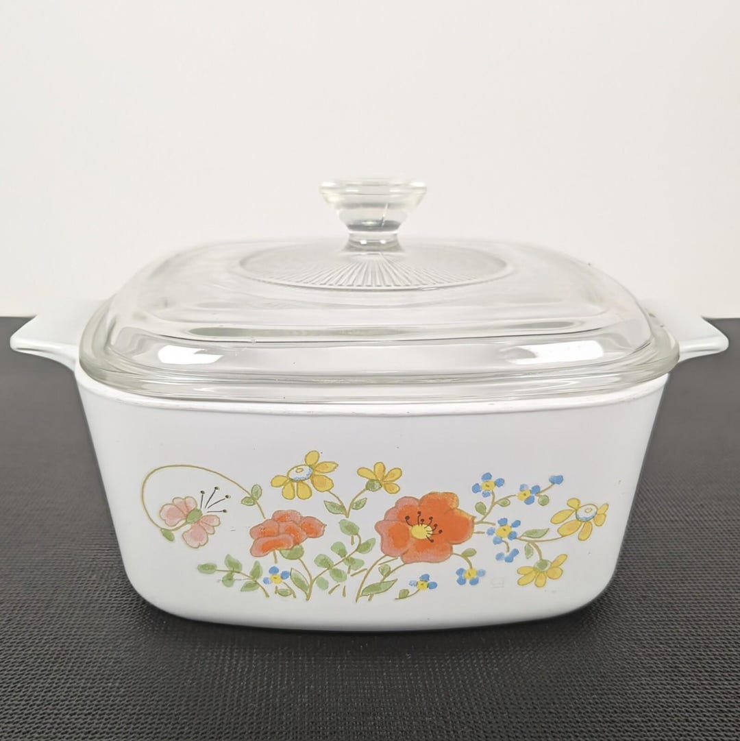 Plat à Casserole Corning Ware A-2-B 2 Qt - Motif Floral Vintage Années 70