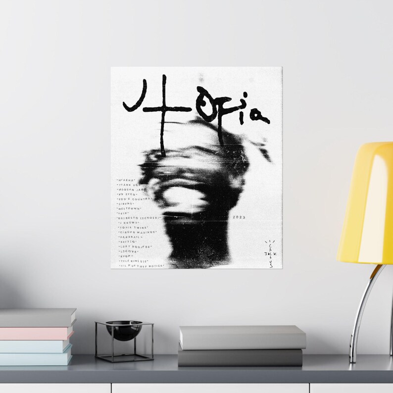 Travis Lettering Color:blue Travis Scott Utopia Retro Poster Print, Travis Scott Wall Art ...