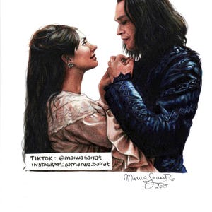 DRACULA E MINA - Ritratto realistico a matite colorate