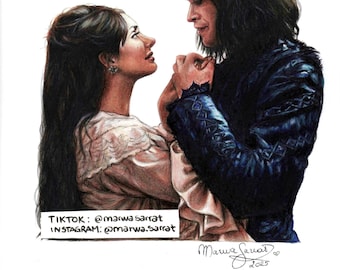 DRACULA E MINA - Ritratto realistico a matite colorate