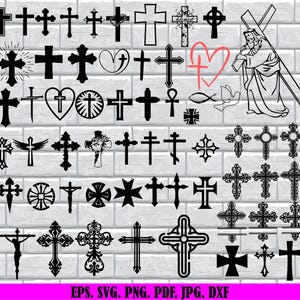 Paquete SVG de cruz, SVG de cruz, svg de cruz cristiana, clipart de cruz, archivos svg de cruz para cricut, silueta de cruz, svg religioso, svg cristiano