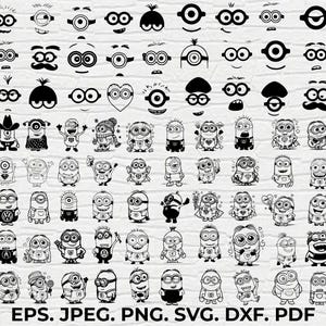 Minion Face Svg Bundle, Minion Svg Bundle, Minions Cricut files, Minions Clipart, Minions Face Clipart, Minion face vector, printable art,