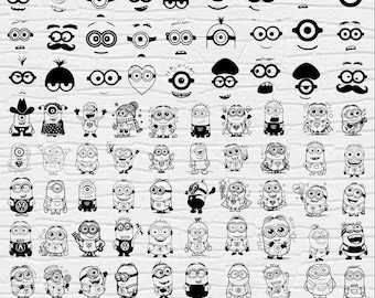 Minion Face Svg Bundle, Minion Svg Bundle, Minions Cricut files, Minions Clipart, Minions Face Clipart, Minion face vector, printable art,