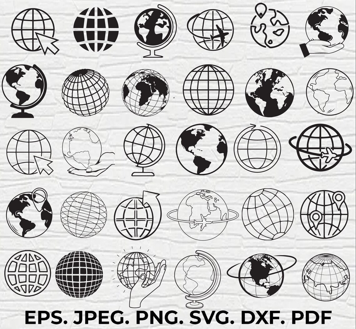 Globe Svg Bundle, Globe Svg Bundle, World Map Svg, World Globe Clipart ...