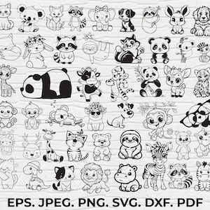 Animal Bundle SVG, Animal hand drawn svg, Jungle svg, Safari Animals SVG, Cricut, Animal clipart, Silhouette, Animal Clipart, Farm Animals,