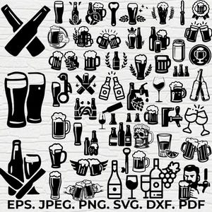 Beer Svg Bundle, Beer Clipart Bundle, Beer Svg for Cricut, Beer bottle svg, Beer mugs svg, Alcohol Svg, Beer Outline, Beer Silhouette,