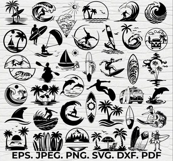 Surfing Svg Bundle, Surfing Png Bundle, Surfing Clipart, Surfing Cut Files For Cricut, Surfing Silhouette,Surfing Vector,Surfing Digital Art