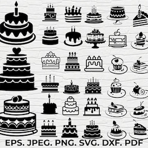 Cake Svg Bundle, Cupcake Svg, Birthday Cake Svg, Cake Png Bundle, Cake Clipart, Cake Svg Cut Files for Cricut, Bakery Svg, Muffin Svg