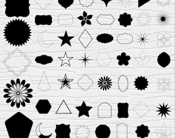 Basisvorm SVG-bundel vol 1, basisvorm PNG-bundel, basisvorm clipart, tag SVG, banner SVG, geometrische basisvorm, naamkaartjes SVG