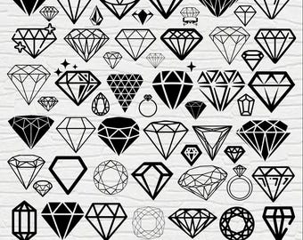 May include: A collection of 40 black diamond shapes in various styles and sizes. The diamonds are arranged in a grid pattern on a white background. The image includes the text "EPS. JPEG. PNG. SVG. DXF. PDF".