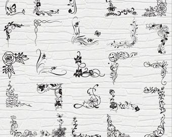 Flower Corner Svg Bundle, Flower Corner Clipart, Flowers Border Svg, Flowers Corner Silhouette, Wedding Border Decor Svg, Flowers Border Svg