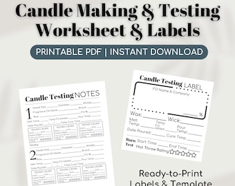 Candle Making and Testing Worksheet and Labels, Candle Making Worksheet Printable, Candle Testing Notes, Candle Business Start-Up