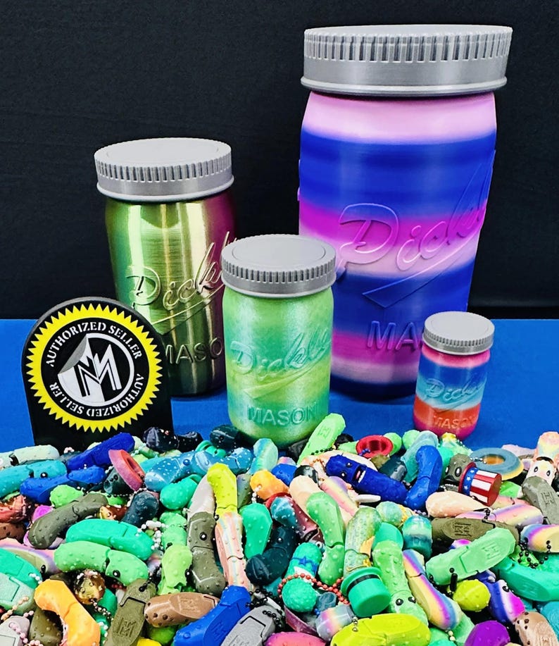 Jar O' Pickle Keychains - Tickles, the Articulating Pickle - Tons of sizes and colors image 1