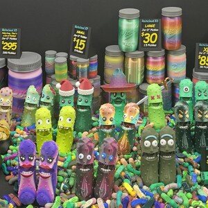 Jar O' Pickle Keychains - Tickles, the Articulating Pickle - Tons of sizes and colors image 2