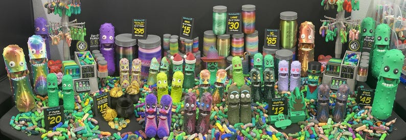 Jar O' Pickle Keychains - Tickles, the Articulating Pickle - Tons of sizes and colors image 2