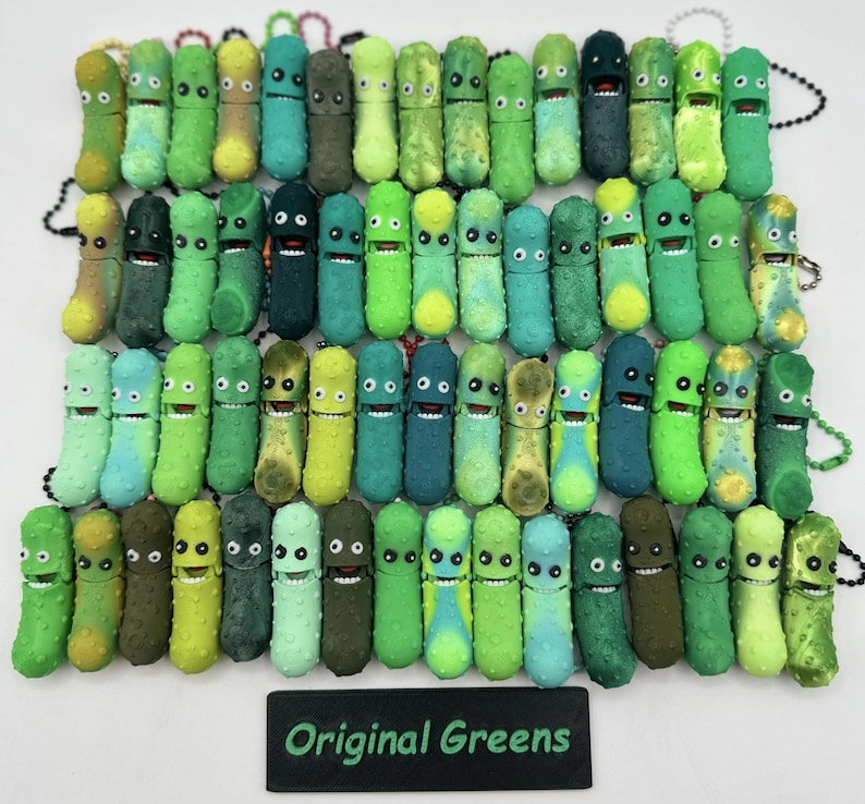 Jar O' Pickle Keychains - Tickles, the Articulating Pickle - Tons of sizes and colors image 7