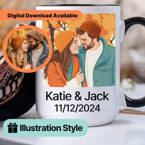 Personalized Portrait Gift Mug, Custom Photo Mug, Personalized Photo Mug, Custom Illustration, Boyfriend Girlfriend Gift, Engagement Drawing