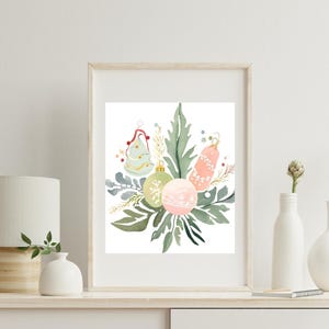 Christmas Wall Art - Pastel Christmas Wall Art - Ornament Printable Home Decor