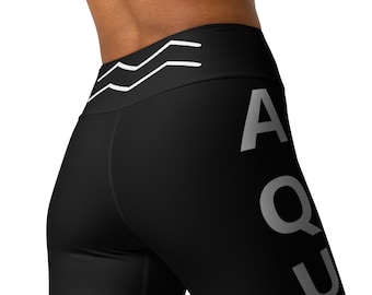 NostrumUK - Aquarius Inspired Yoga Leggings - Custom Horoscope Leggings: Personalized Zodiac Print Yoga Pants