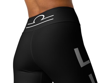 NostrumUK - Libra Inspired Yoga Leggings - Custom Horoscope Leggings: Personalized Zodiac Print Yoga Pants