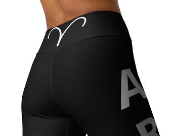 NostrumUK - Aries Inspired Yoga Leggings - Custom Horoscope Leggings: Personalized Zodiac Print Yoga Pants