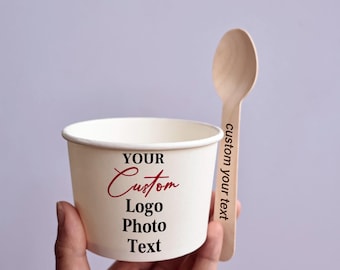 Custom Printed Ice Cream Cups for Party Decor, Logo Dessert Cups