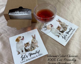 Custom Pet Portrait Napkins, Personalized Wedding Cocktail decor