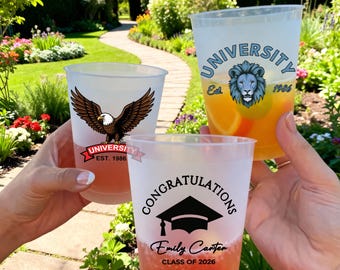 Personalized Graduation Frosted Cups, Class of 2026 Party Decor