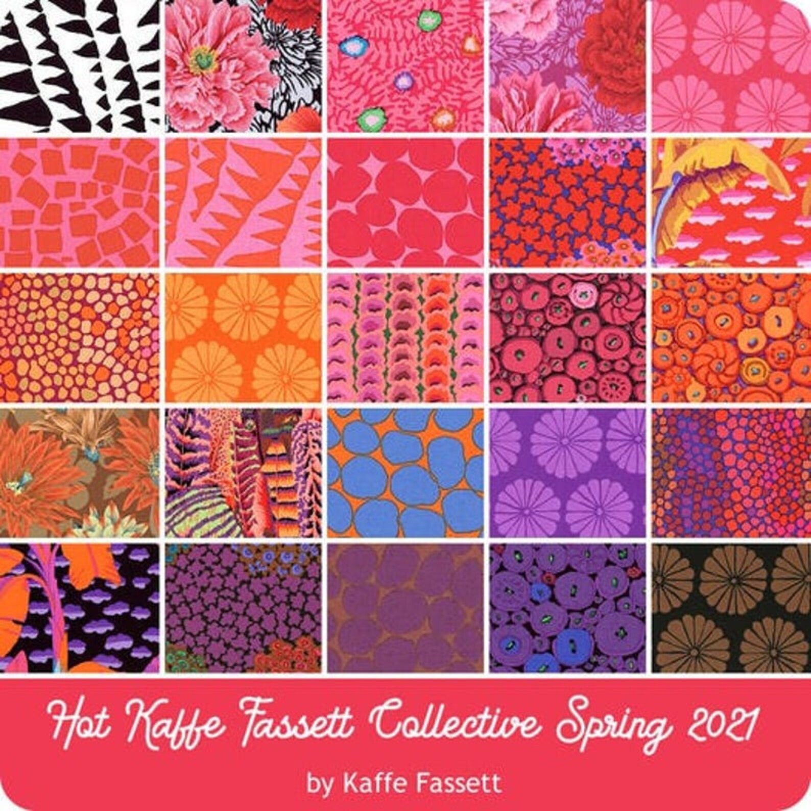 Kaffe Fassett Hot Feb 2021 25 Fat Quarter Bundle fabric Etsy