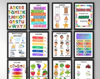 Educational Kids Posters Bundle: ABCs, Colors, Numbers (PDF)
