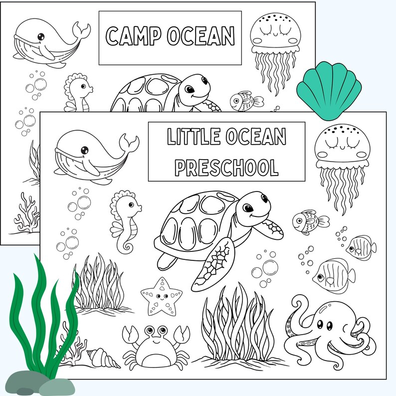 Personalized Coloring Page - Ocean Coloring Page - Ocean Birthday Party ...